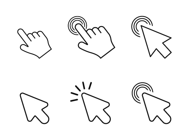 Vektor cursor-zeiger-computer-maus-symbol. cursor-klick. klicken sie auf den cursor-aktienvektor. vektor-illustration