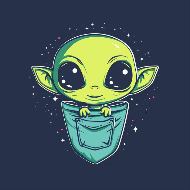 Vektor cute_alien_in_pocket_vektor_illustration