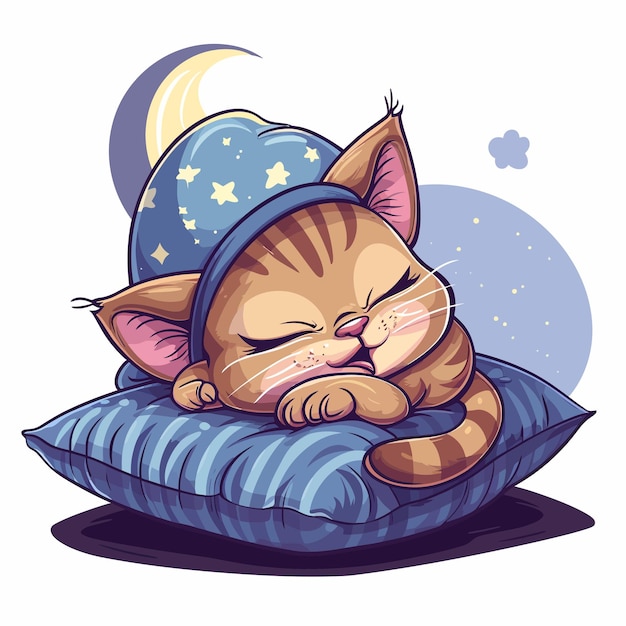Vektor cute_animal_character_in_night_cap_sleeping