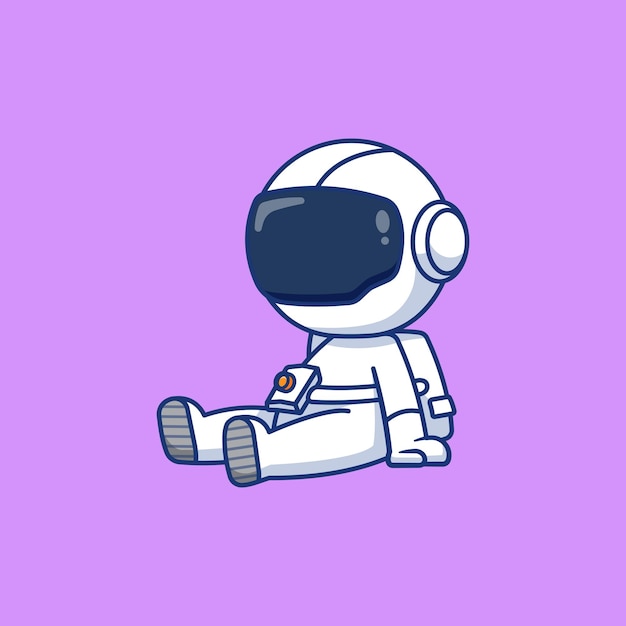 Vektor cute astronaut character sitz- und entspannungskonzept