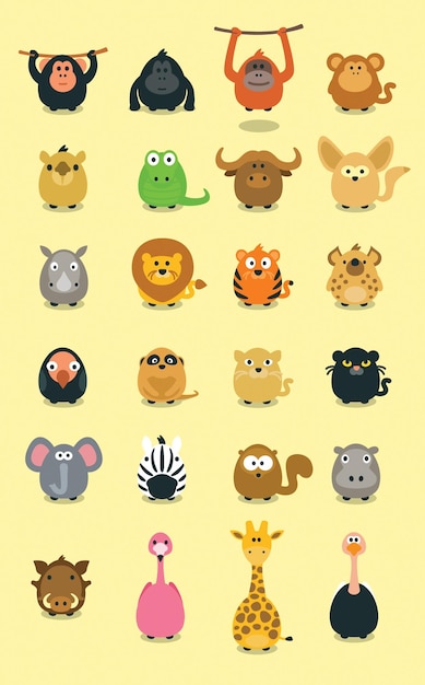 Cute Baby Africans Animals Collection Set