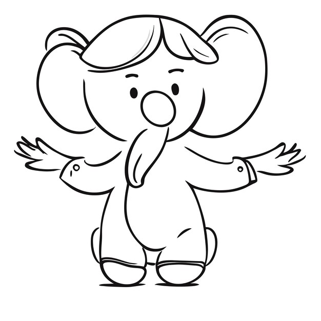 Cute baby elephant handgezeichneter cartoon-aufkleber-ikon-konzept isolierte illustration