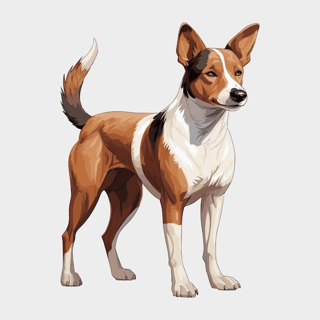 Vektor cute basenji dog cartoon vector art illustration design