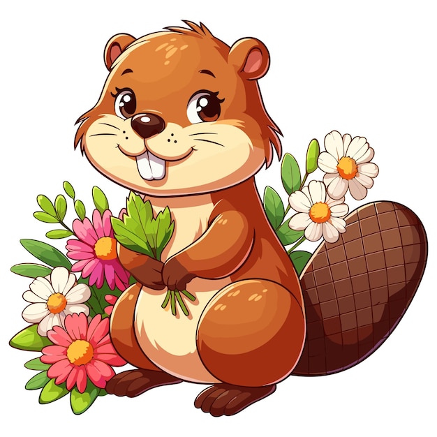 Cute beaver vector zeichentrickfilm-illustration