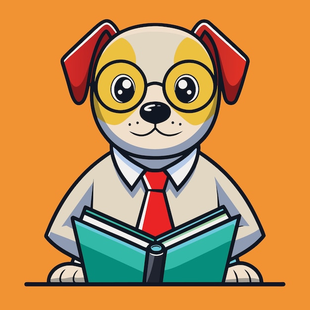 Vektor cute bibliothekar-hund süßer antropomorpher vektor eps