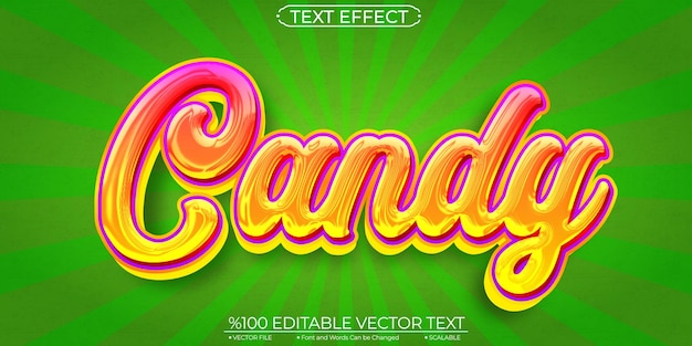 Cute bold yellow candy editierbarer und skalierbarer vektortexteffekt