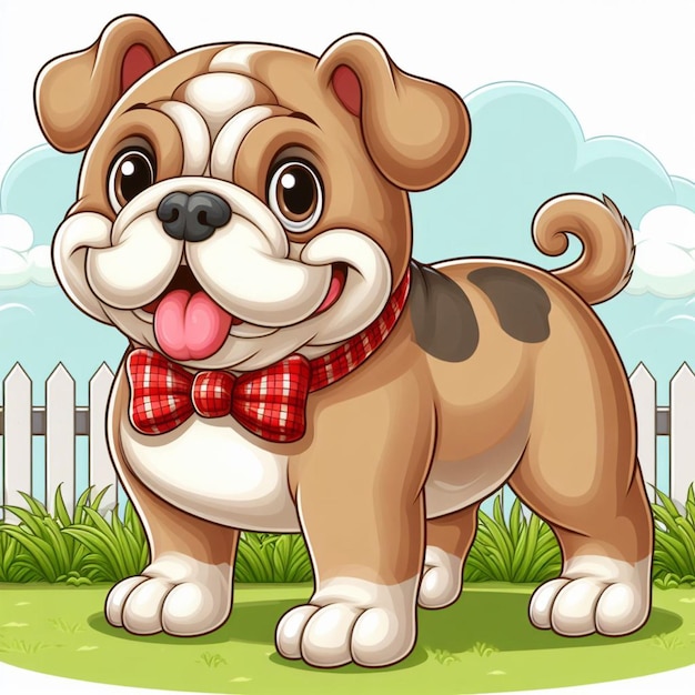 Cute bulldog dogs vector zeichentrickfilm-illustration