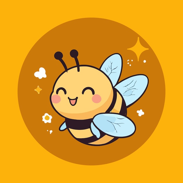 Cute Cartoon Bee Illustration Vektor-Ikonen Zeichentrickfilm