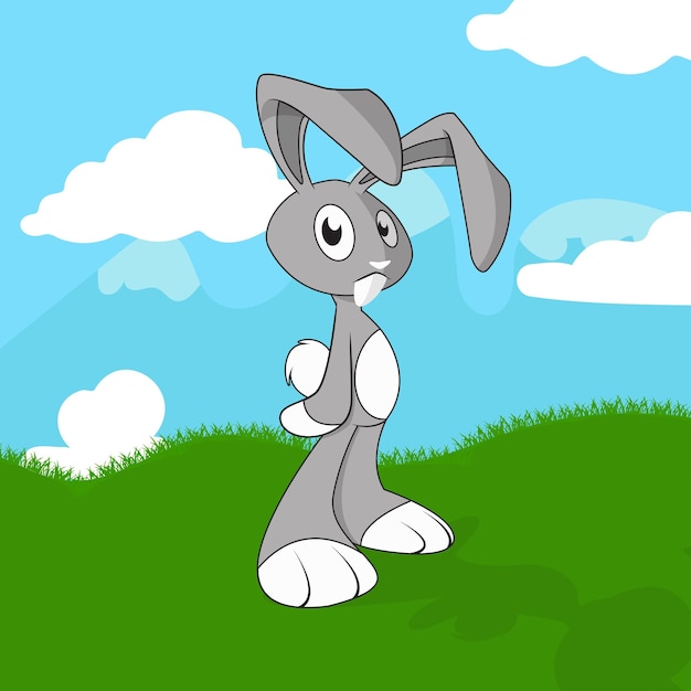 Cute cartoon-kaninchen vektor-illustration von tierkaninchen