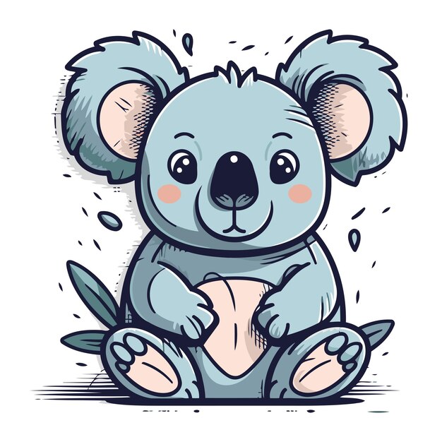 Vektor cute cartoon-koala sitzt auf dem boden vektor-illustration