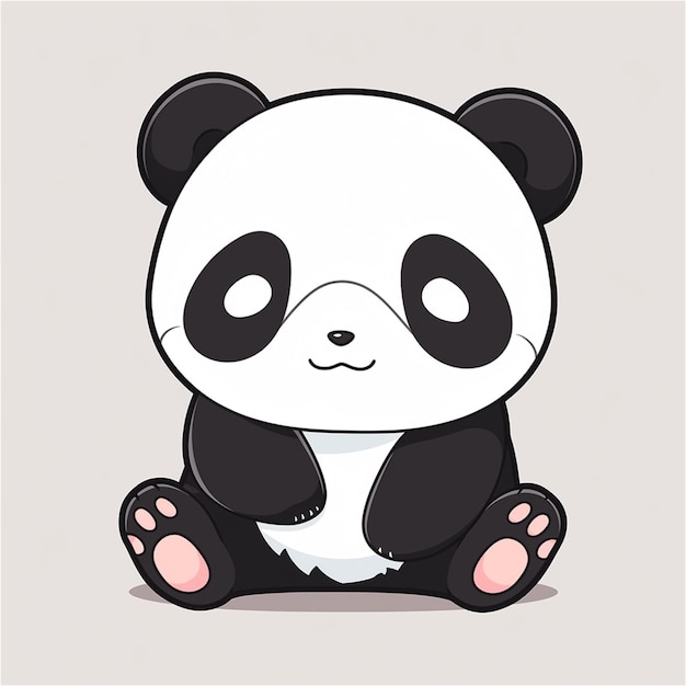 Cute Cartoon-Panda sitzt auf dem Boden Vektor-Illustration