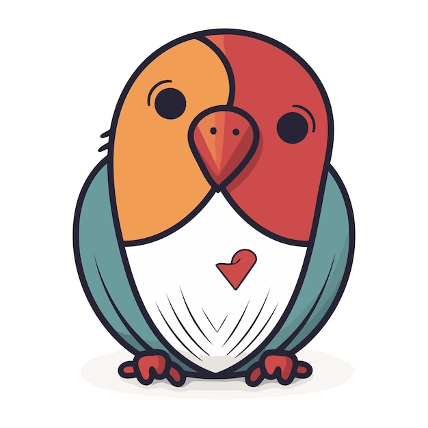 Cute Cartoon-Papagei mit Herz im Schnabel Vektor-Illustration