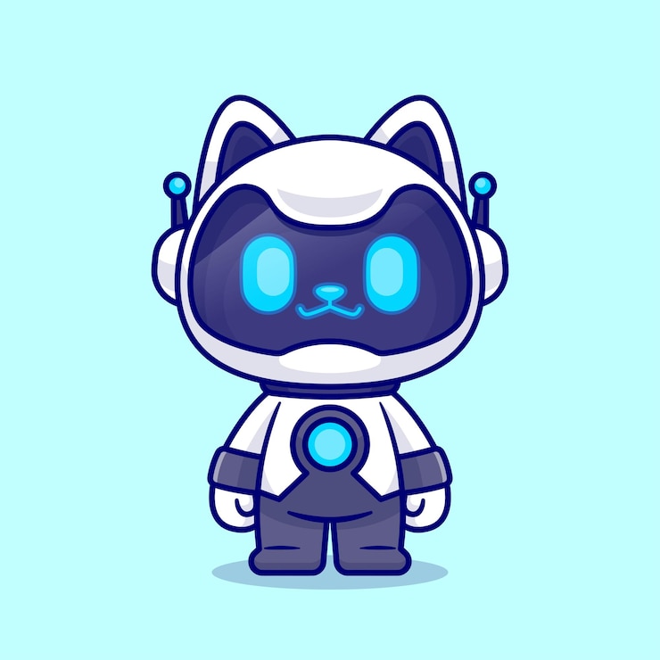 Vektor cute cat robot standing cartoon vector icon illustration tiertechnologie icon isoliert flach