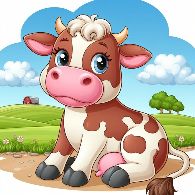 Vektor cute cow vector zeichentrickfilm-illustration