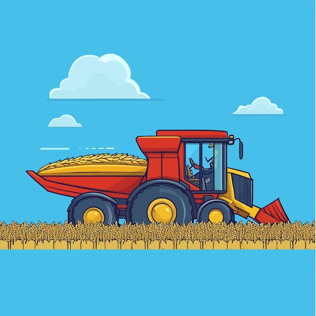 Cute Crop Harvester sammelt den Ertragsvektor