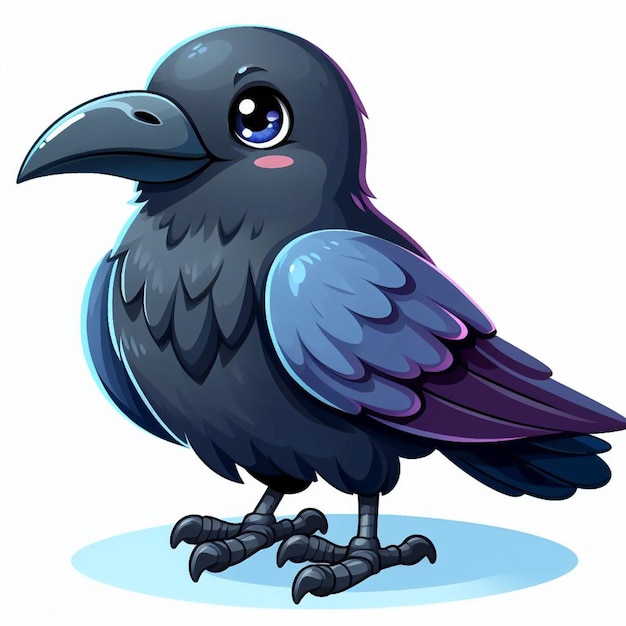 Cute crow vector zeichentrickfilm-illustration