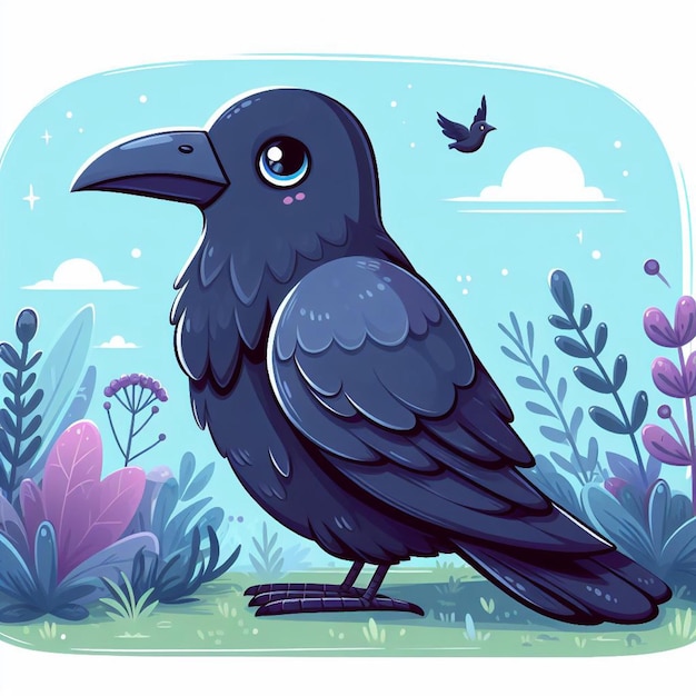 Vektor cute crow vector zeichentrickfilm-illustration