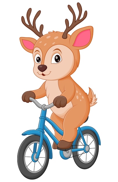 Vektor cute deer riding bicycle cartoon vector icon illustration tier sport icon konzept