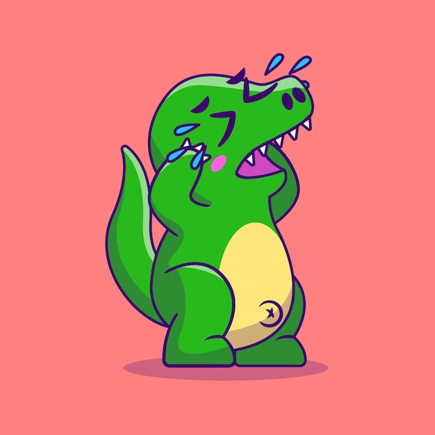 Cute dino crying cartoon vektorillustration flaches cartoonkonzept