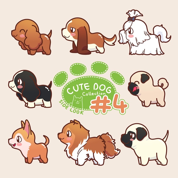 Vektor cute dog collection seitenblick 4