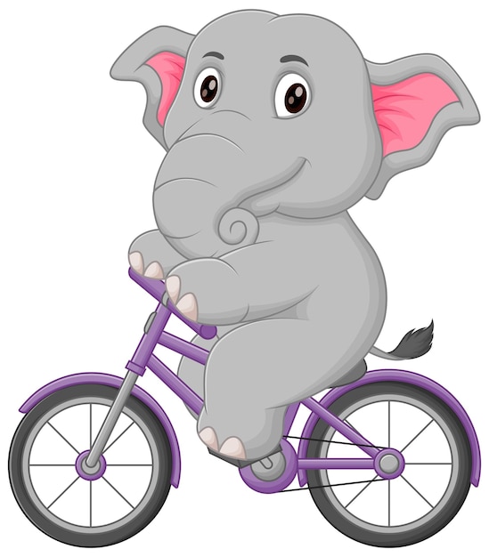 Cute elephant riding bicycle cartoon vector icon illustration tier sport icon konzept