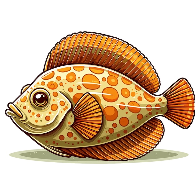 Vektor cute flounder fish vector zeichentrickfilm-illustration