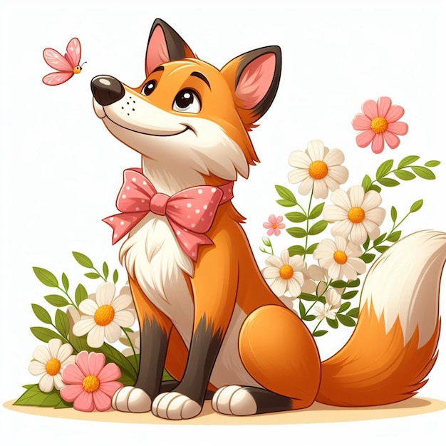 Cute fox animal cartoon vector-stil mit weißem hintergrund