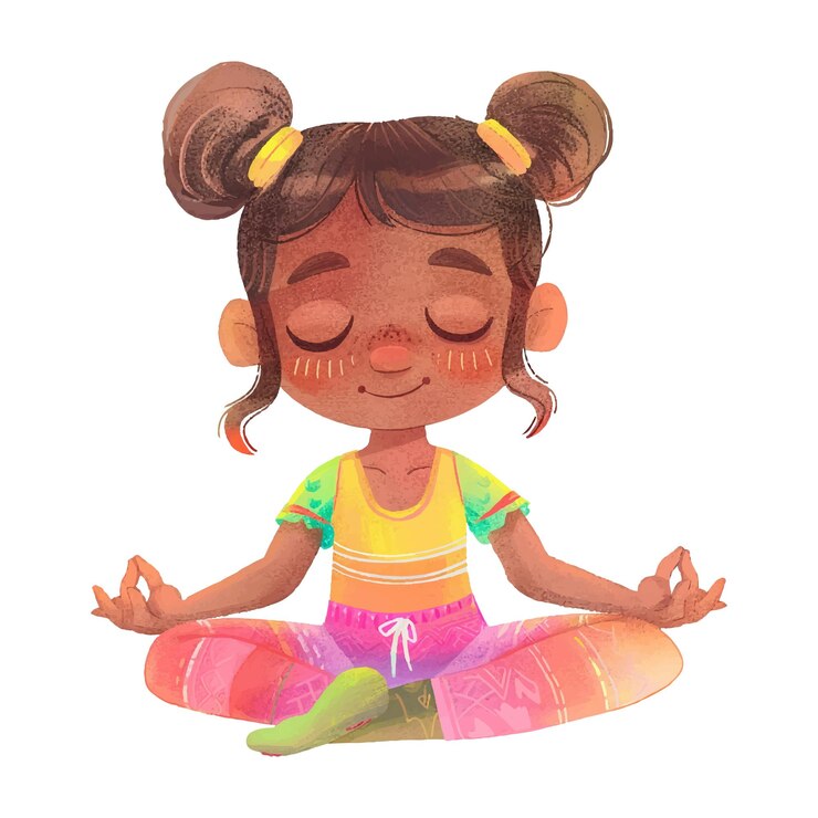 Cute Frau Meditation Yoga weißer Hintergrund 7