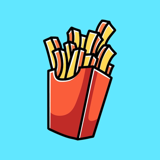 Vektor cute french fries doodle cartoon-illustration