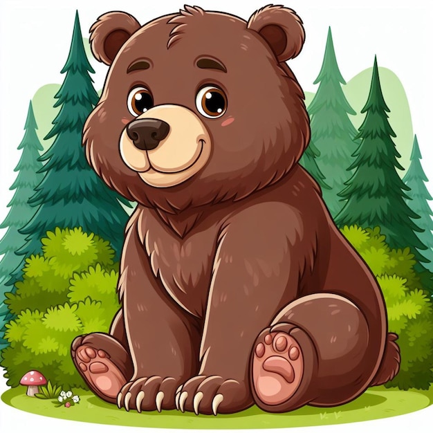 Vektor cute grizzly bear vector zeichentrickfilm-illustration