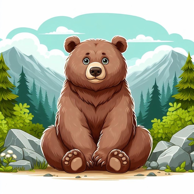 Vektor cute grizzly bear vector zeichentrickfilm-illustration