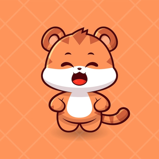 Vektor cute happy tiger cartoon vektor icon illustration tier natur icon konzept cute happy fox logo