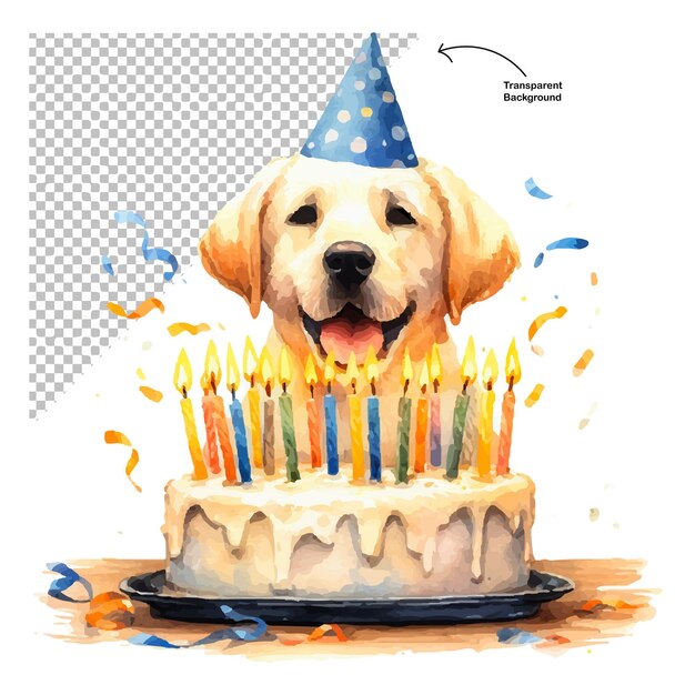 Vektor cute hund feiert seinen geburtstag aquarell durchsichtige illustration vektor