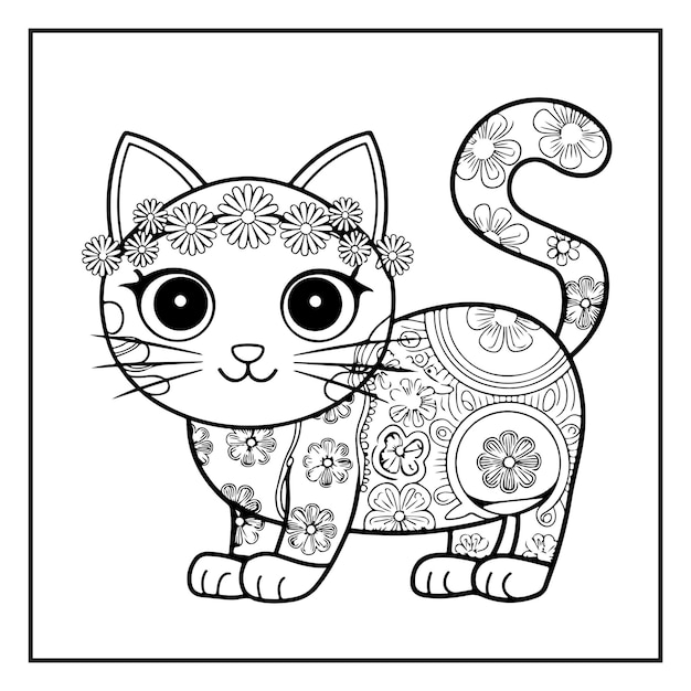 Cute Katze Malblätter für Kinder
