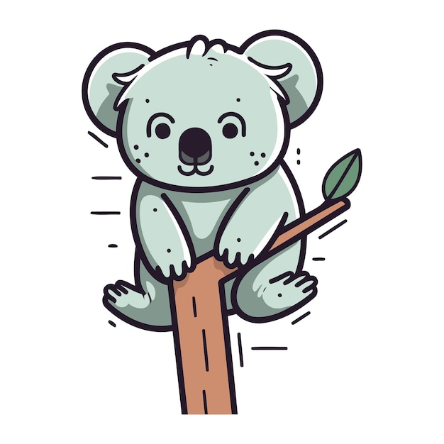 Cute koala-bär sitzt auf einem baum vektor-illustration