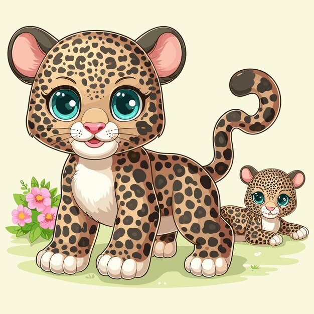 Vektor cute leopard vector zeichentrickfilm-illustration