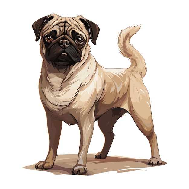 Cute pug dog cartoon vector art illustration design