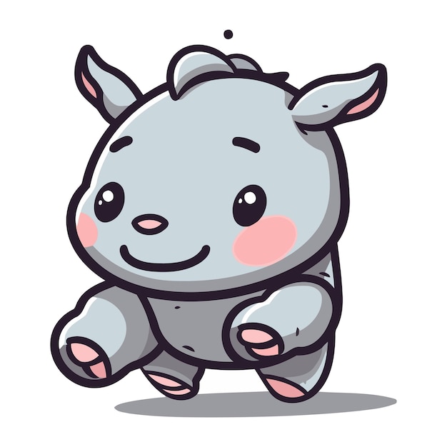 Vektor cute rhinoceros charakter zeichentrickfilm maskottchen vektor illustration design