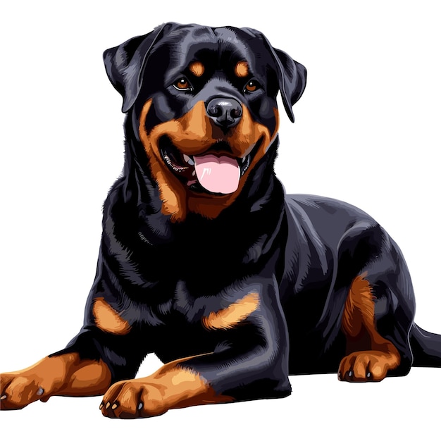 Vektor cute rottweiler hund zeichentrickfilm vector style weißer hintergrund