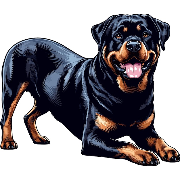 Vektor cute rottweiler hund zeichentrickfilm vector style weißer hintergrund