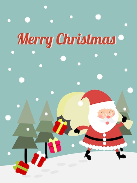 Cute Santa Cluas auf Weihnachtsgrußkarte