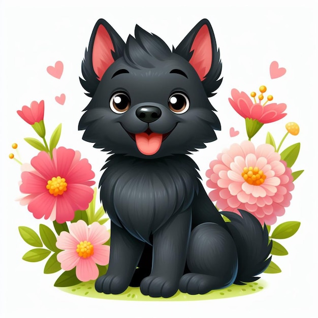 Cute schipperke hund zeichentrickfilm vektor-stil weißer hintergrund