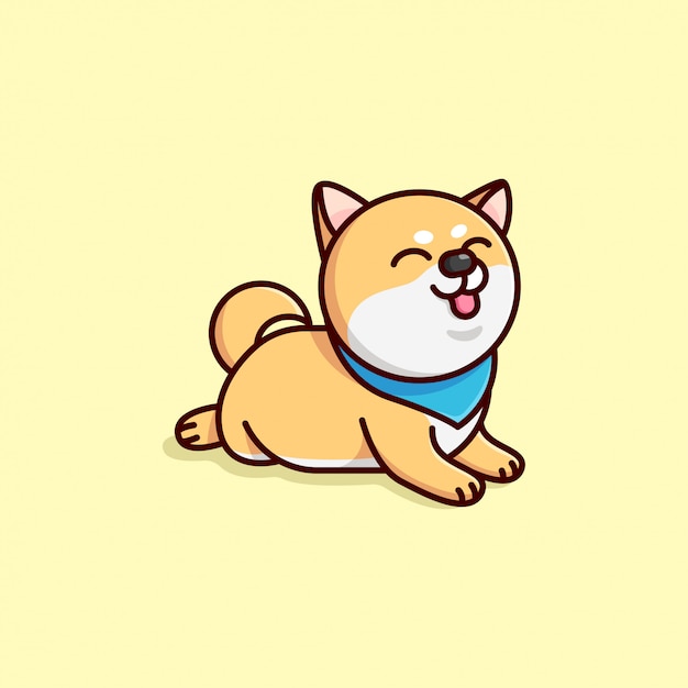 CUTE SHIBA DOG SMILING ILLUSTRATION