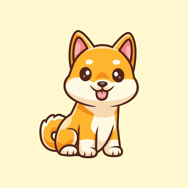 Cute Shiba Inu Hund Sitting Cartoon Vector Icon Illustration Tier Natur Icon Isolierte flache Vektor