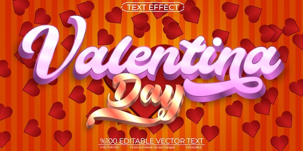 Cute shiny valentina day editierbare und skalierbare vorlage vektortexteffekt
