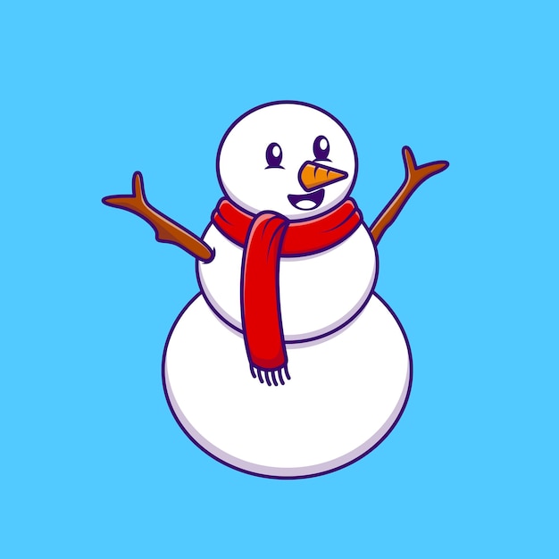 Cute snowman cartoon vektorillustration flaches cartoon-konzept