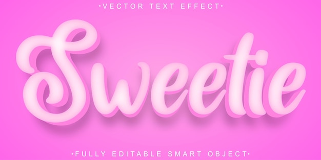 Cute Sweetie Vector Vollständig bearbeitbares Smart Object Text-Effekt