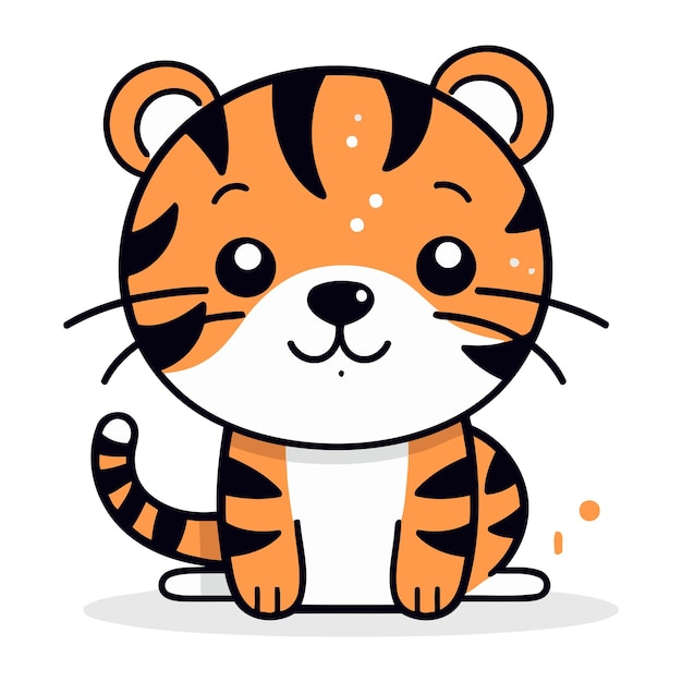 Cute tiger vektorillustration im flachen stil zeichentrickfigur