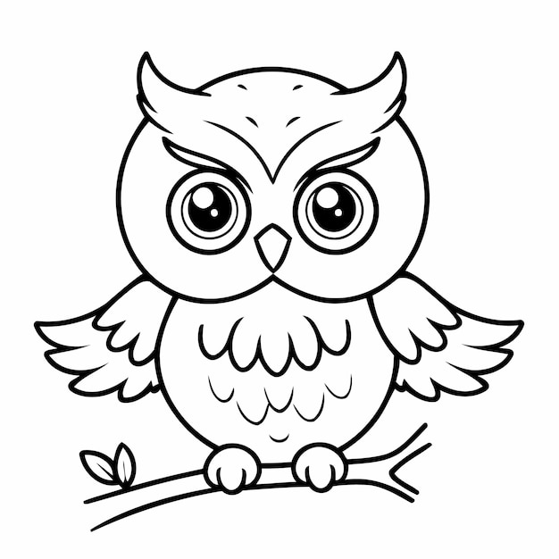 Cute Vektor-Illustration Eule handgezeichnet für Kinder Malseite