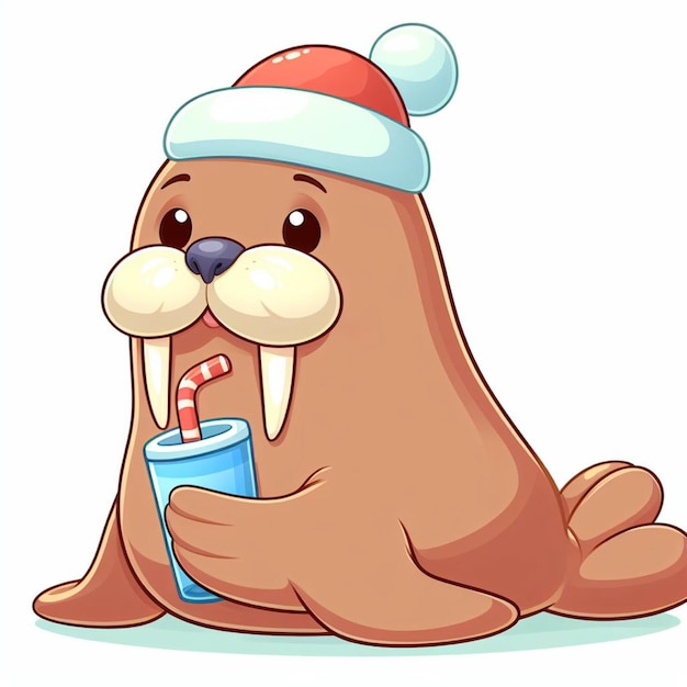 Vektor cute walrus vector zeichentrickfilm-illustration